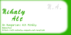 mihaly alt business card